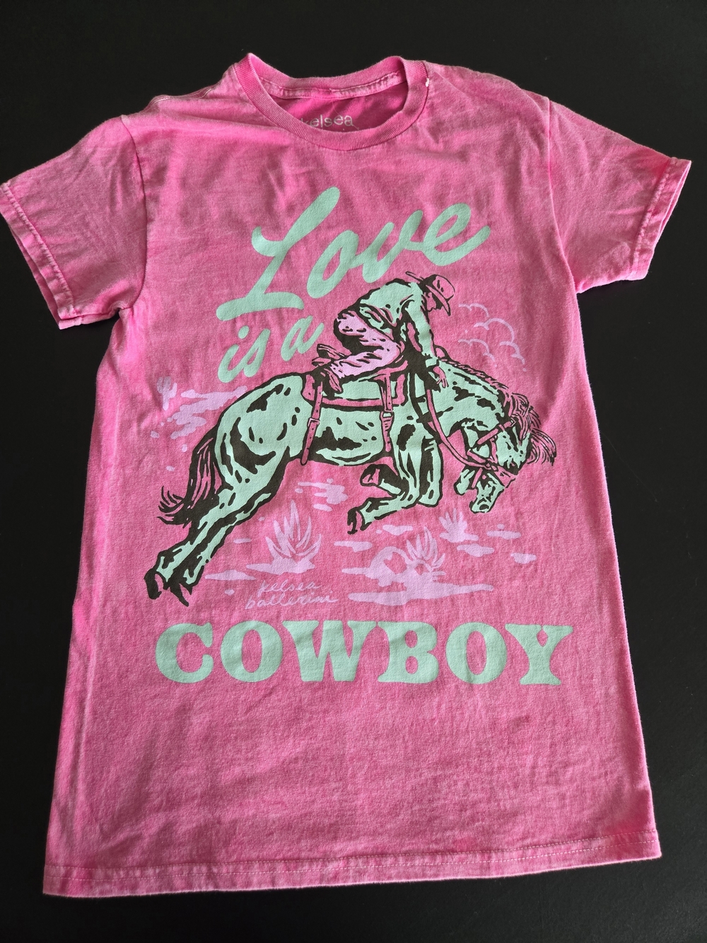 NWT Kelsea Ballerini Love Is A Cowboy Girls' Pink 'Love is a Cowboy' Graphic Tee